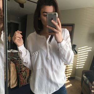 White blouse with studded pockets